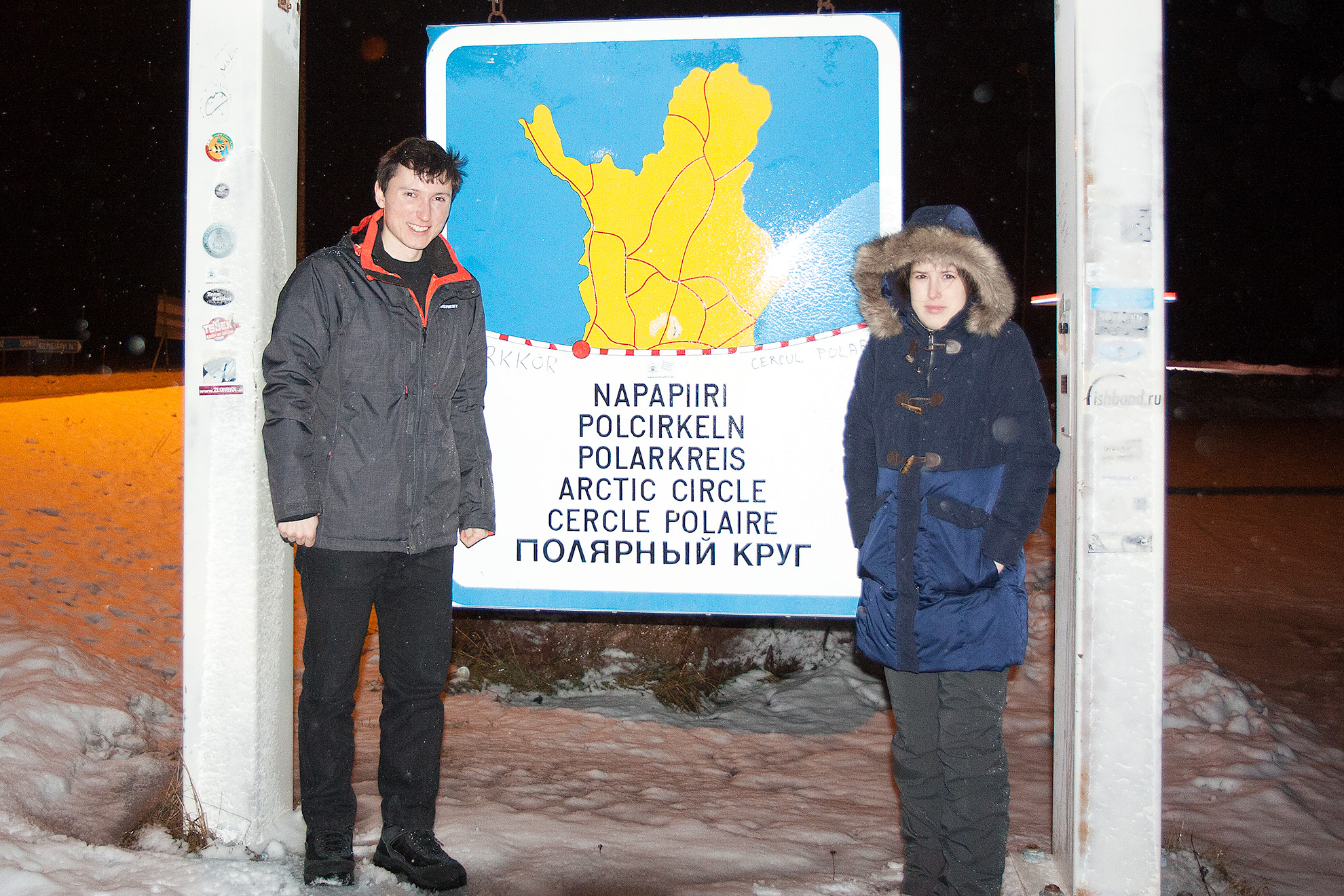 Me and Veronika at crossing arctic circle.