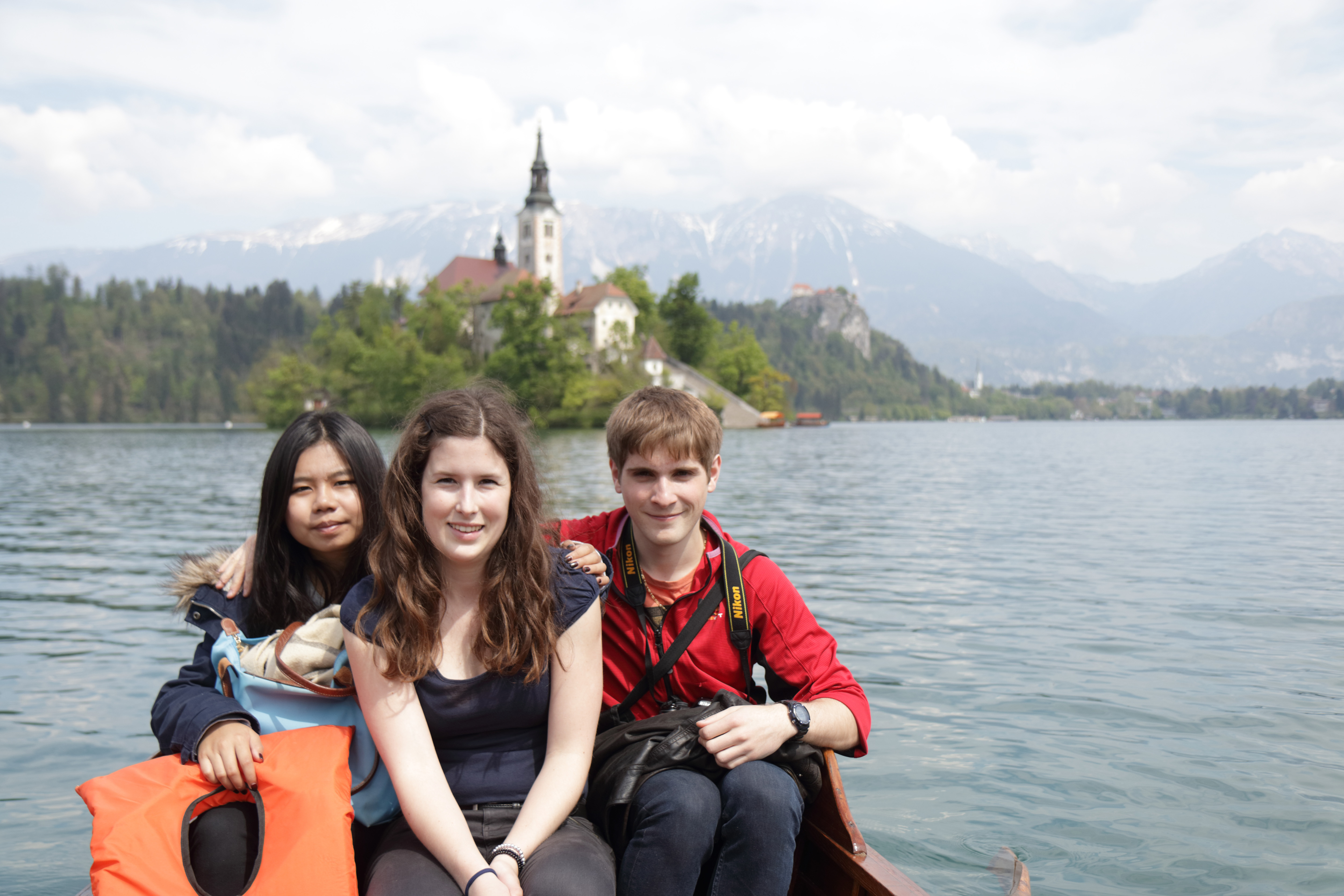 Jean and Maggie visit Slovenia. Here we went for a boat ride in Bled.