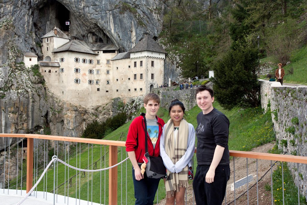 Jean, Maggie and me in front of Predjama castle.