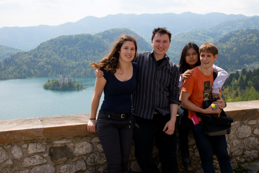 Veronika, I, Maggie and Jean at Bled castle.