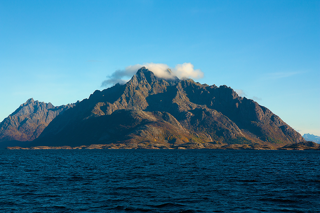 Lofoten mountains rising out of the sea.