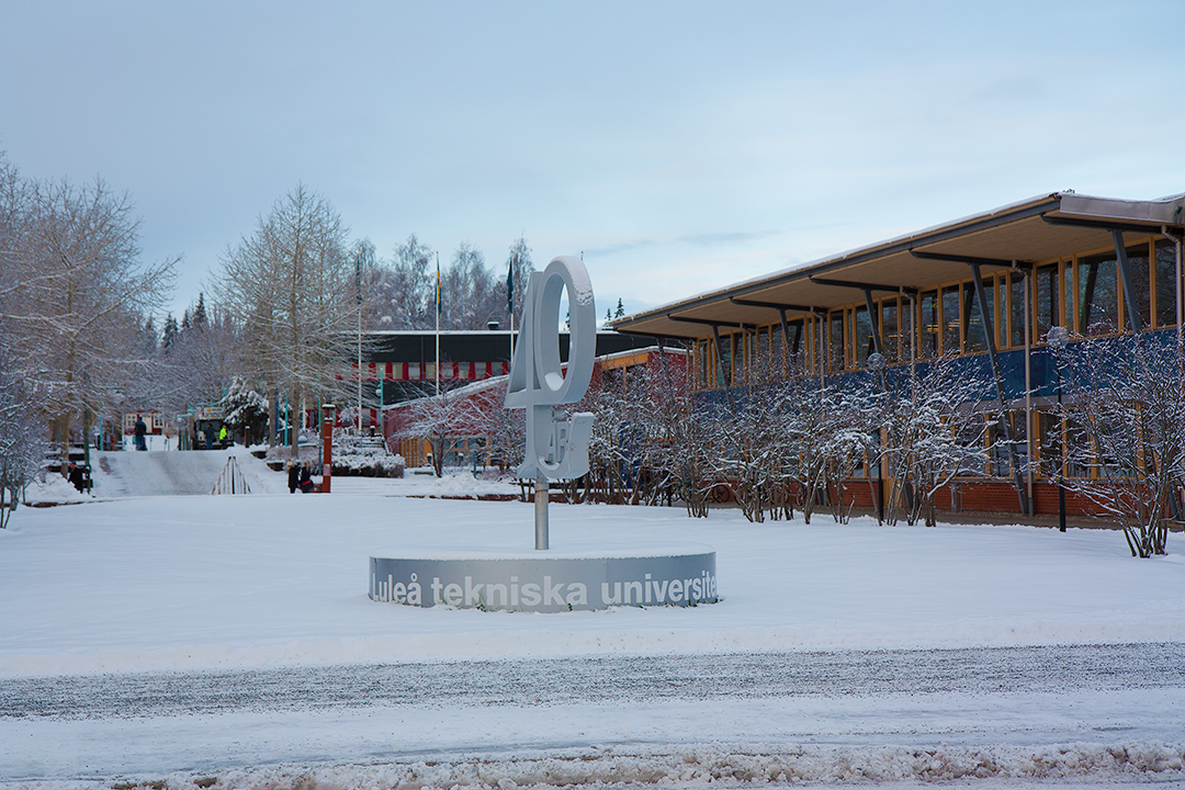 University covered in snow.