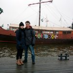 Veronika and I in front of a viking boat.