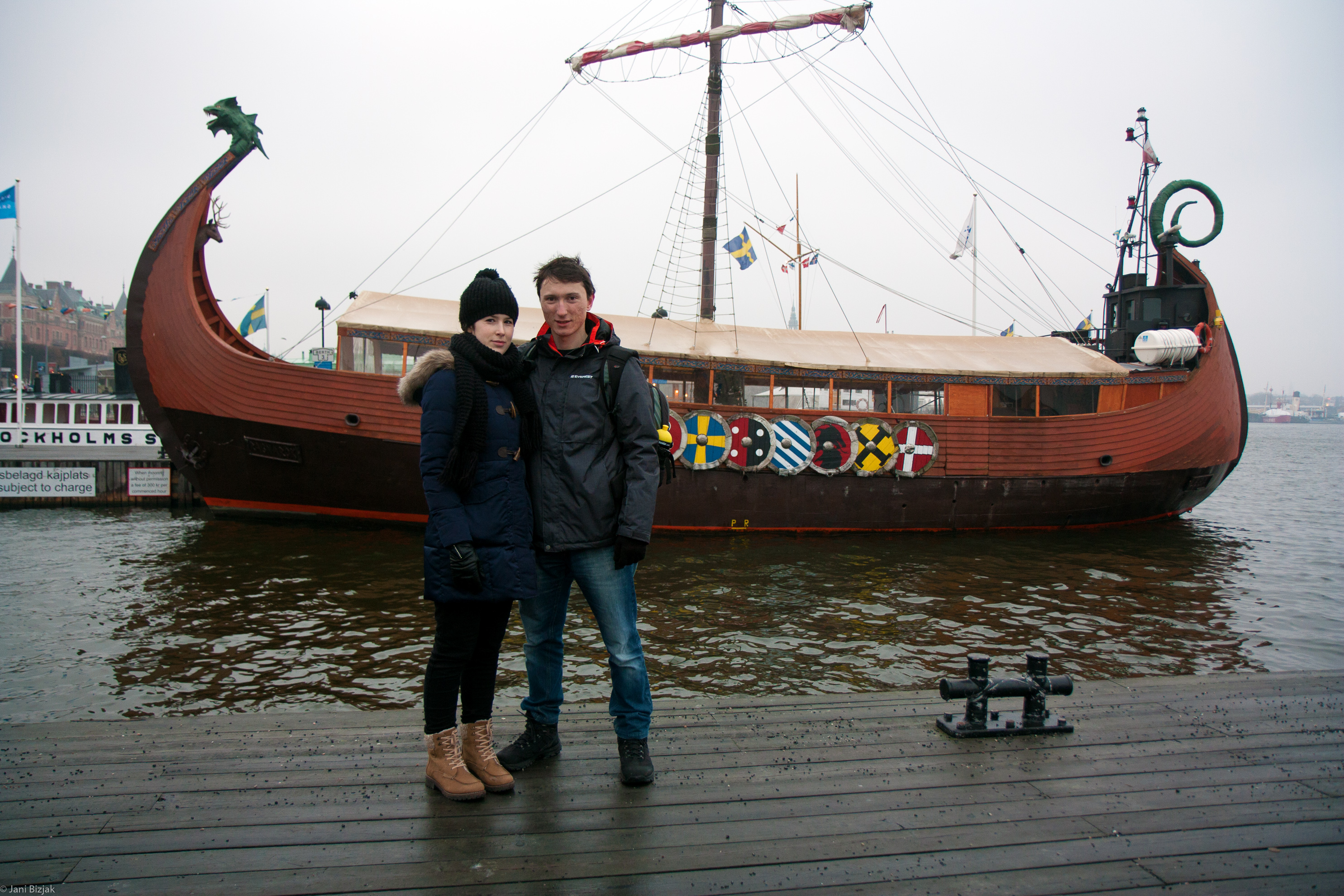 Veronika and I in front of a viking boat.