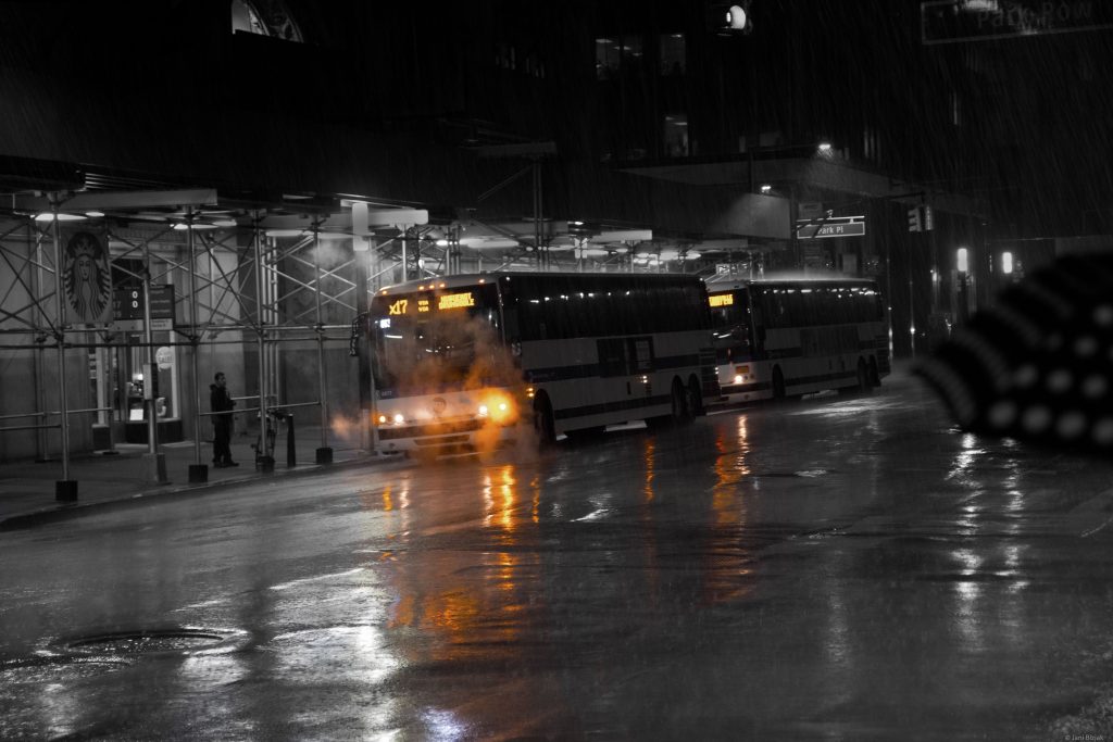 Bus in the rain