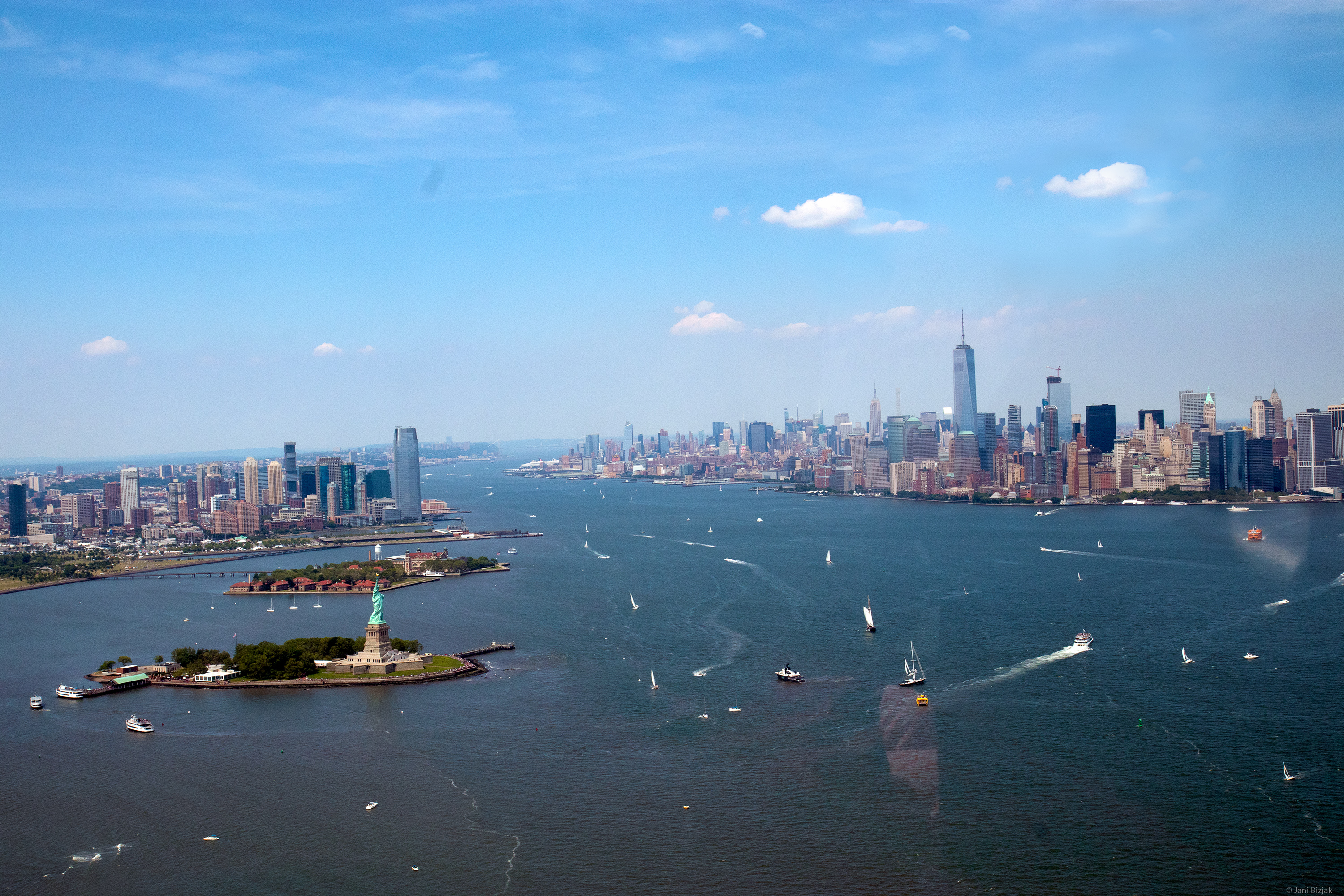 Manhattan and Lady Liberty from the helicopter.