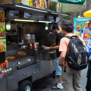 There was vast variety of food trucks around. From most common mexican food, to thai and hotdogs.