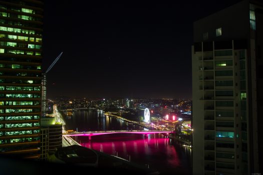 Meriton Suites Herschel Street, Brisbane - Night view from our bedroom.