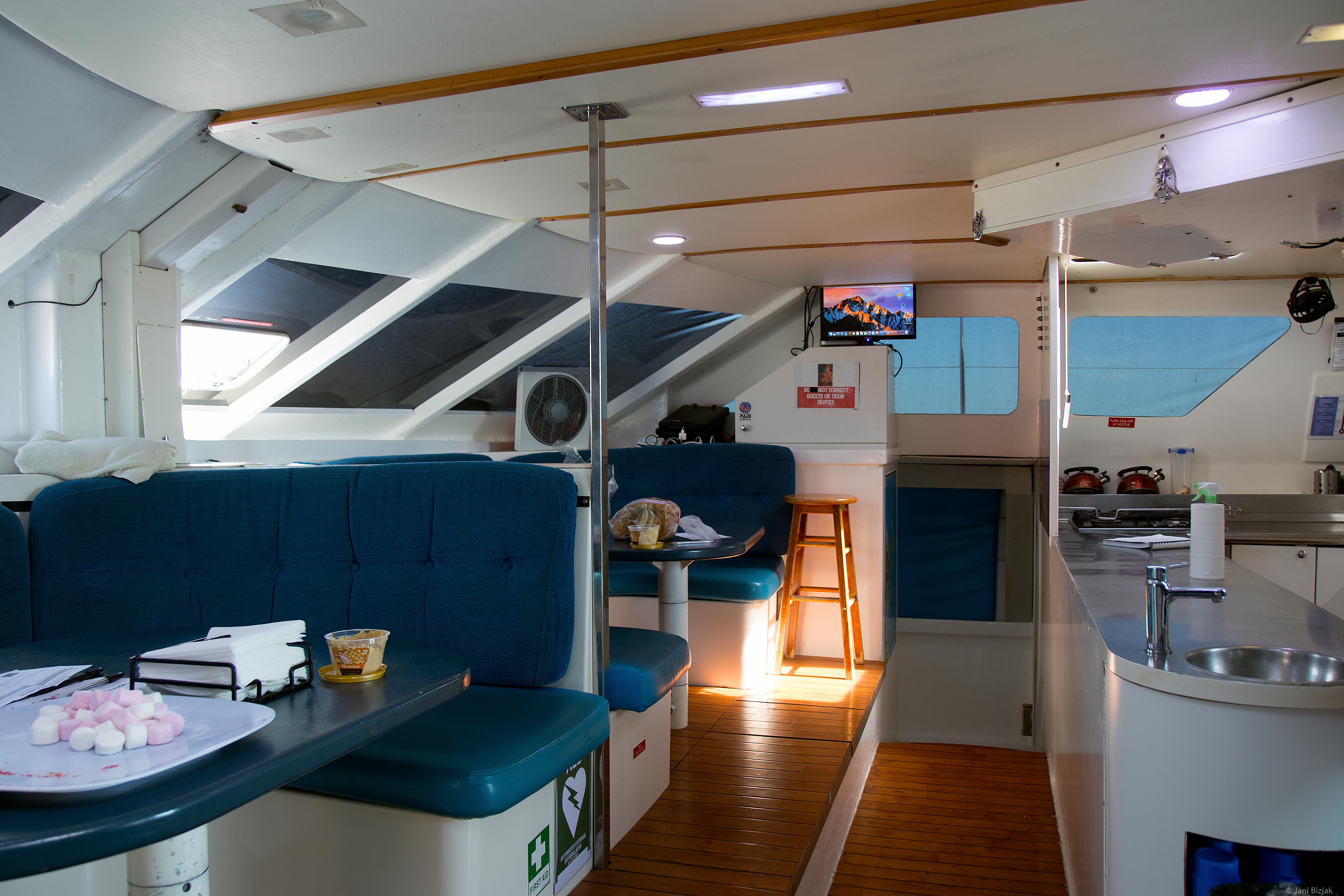 Common area in the middle of the boat. 