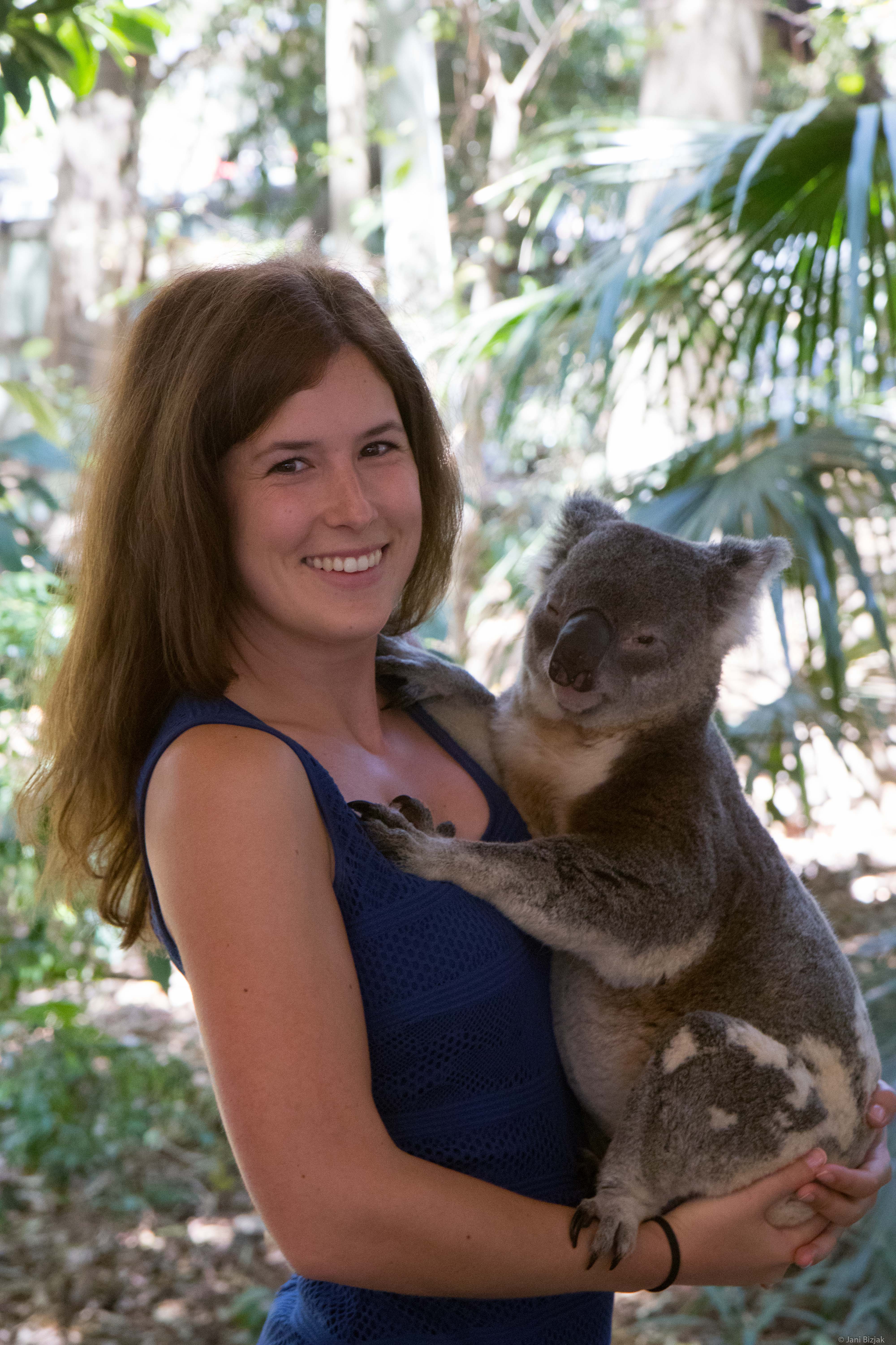 Veronika holding a koala
