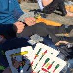 We were so early, we decided to play some cards at the top. It was nice and sunny day, and albergue was only an hour away.