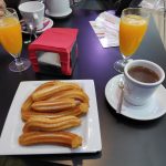 Churros and hot chocolate. Really go well in the morning, although not something I would recommend doing every morning. 