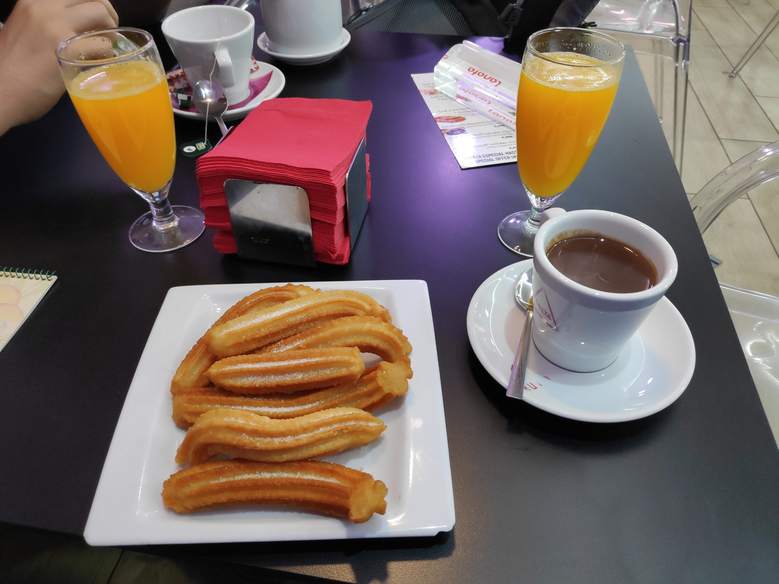 Churros and hot chocolate. Really go well in the morning, although not something I would recommend doing every morning. 
